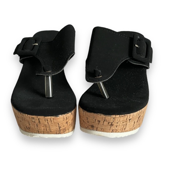 NANIYA - Black Buckle Platform Wedge Sandal – Women Size: 6.5 - Picture 2 of 6
